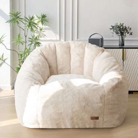 Giant Bean Bag Chair – Faux Fur Oversized Shell Design with Filler